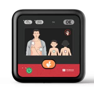 Hjärtstartare HeartSave MyPAD Go med väska – liten, tålig och lätt att använda i akuta situationer.